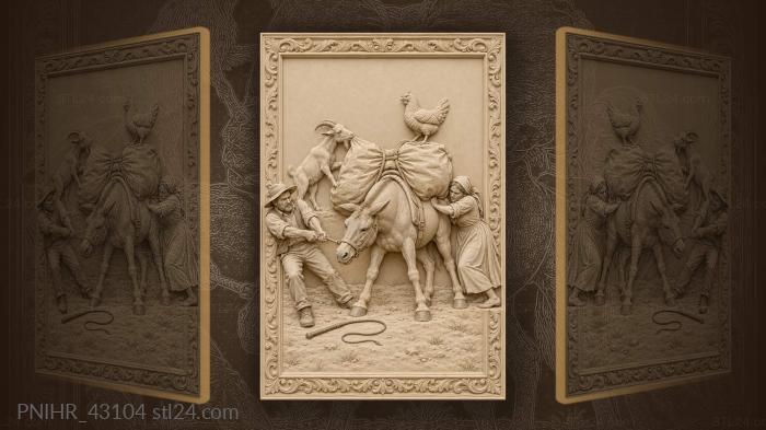 Family tries moving stubborn mule 3d STL model