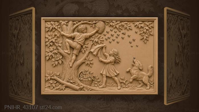 Bees chase boy from tree 3d STL model
