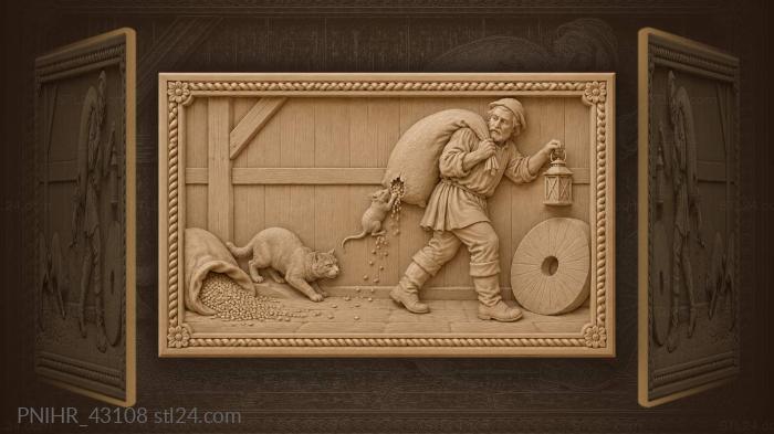 Cat stalks mouse beneath millers leaking sack 3d STL model