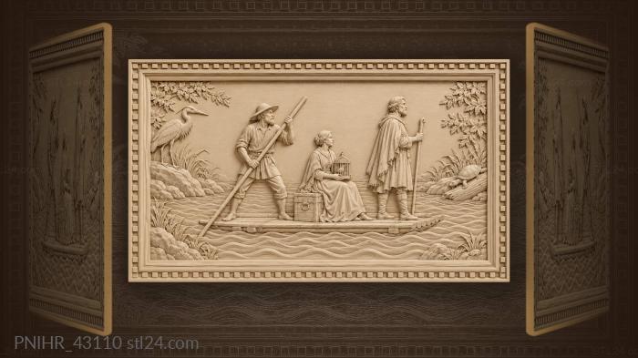 Passengers cross river with birdcage 3d STL model