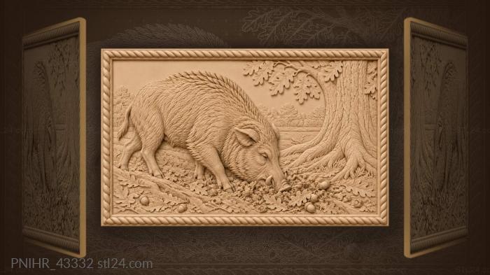 Wild boar pushes soil past oak roots 3d STL model