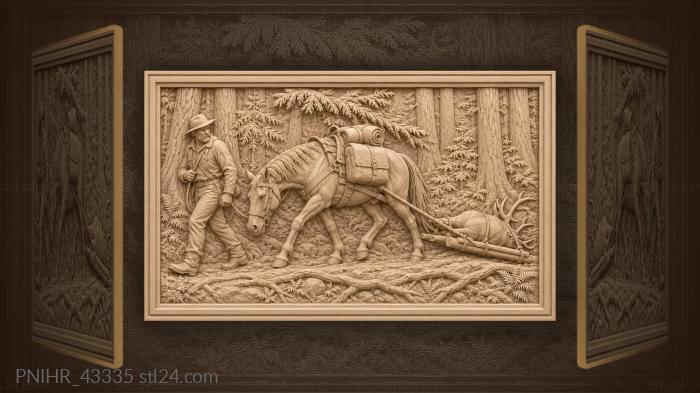 Handler leads loaded horse along track 3d STL model
