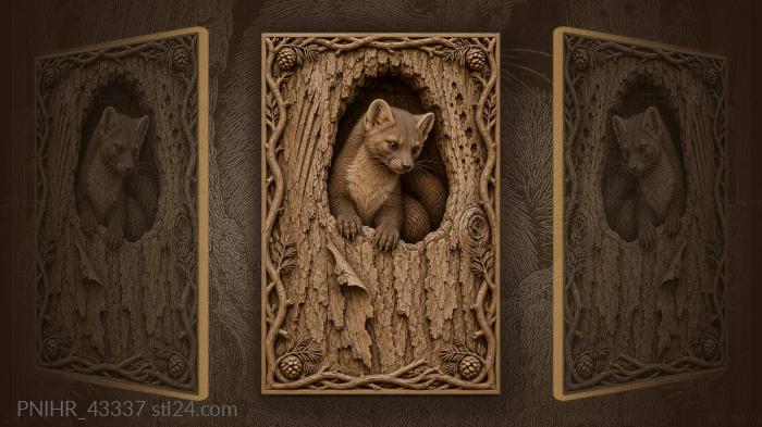 Clawed paws grip the hollow beneath a marten 3d STL model