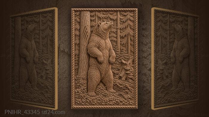 Bear testing the wind beside a scarred aspen 3d STL model