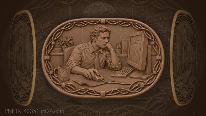 Clerk with a worn mouse and a spreadsheet 3d STL model