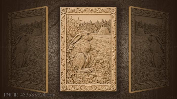 Hare hides beside the mown grass 3d STL model