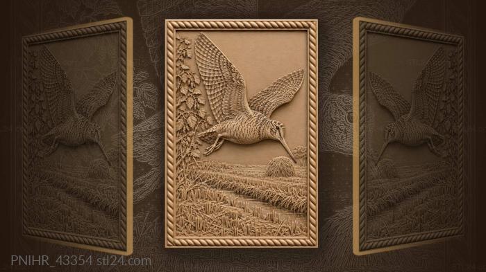 Woodcock flies above haycock 3d STL model