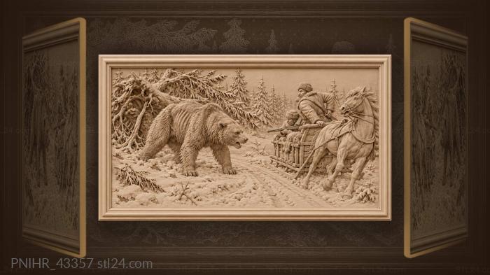 Bear blocks the approaching sledge 3d STL model