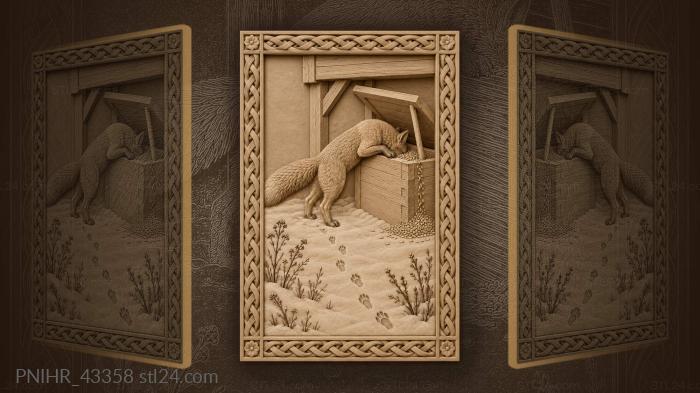 Thieving fox spills grain beneath the stand 3d STL model