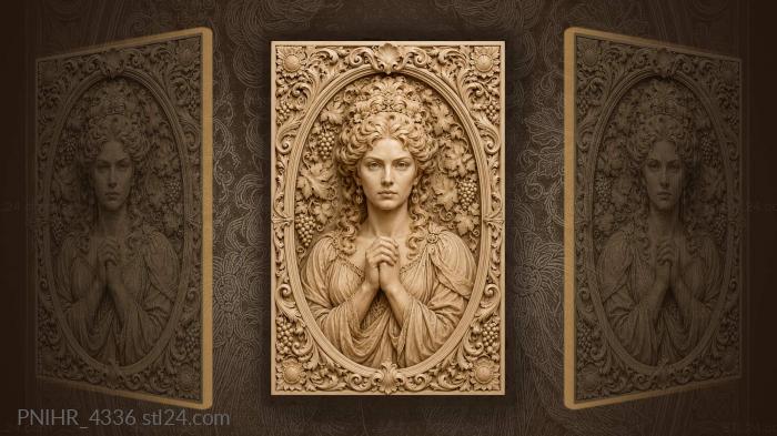 Grapevines close around woman beneath sunbursts 3d STL model