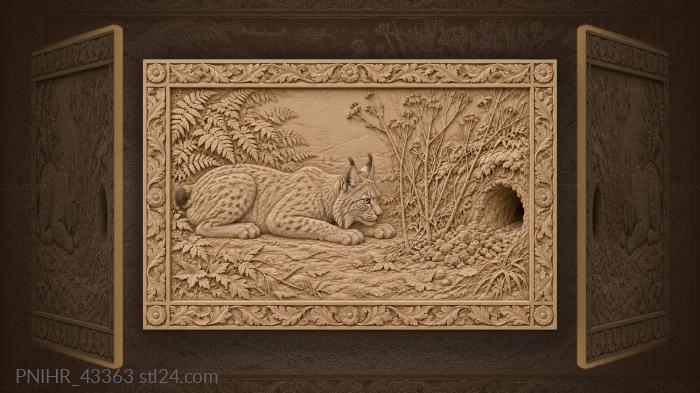 Lynx stalks the burrow entrance 3d STL model