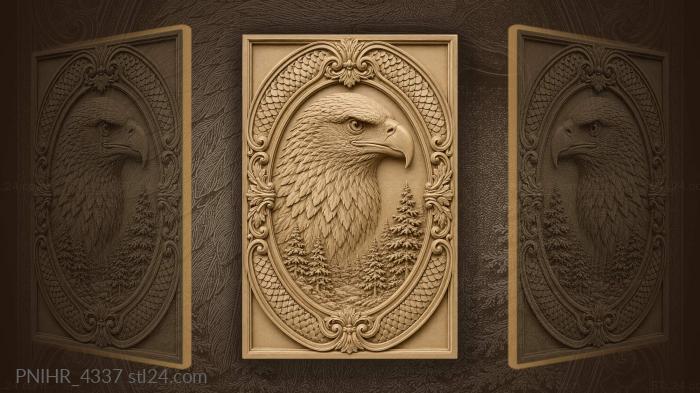 Eagle head with forest detail 3d STL model