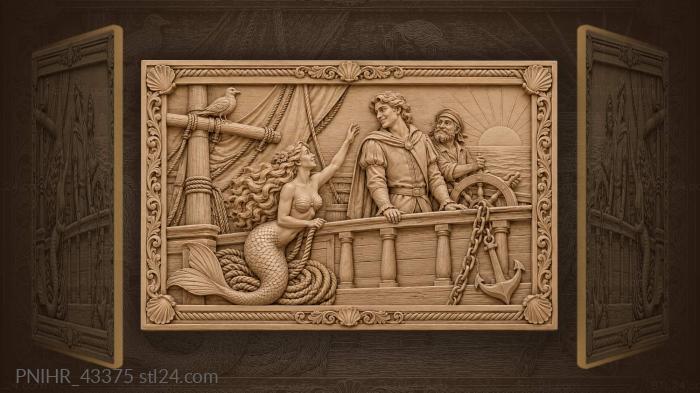 Mermaid watches prince sunset sea 3d STL model