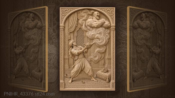 Genie laughing above the lifted lamp 3d STL model