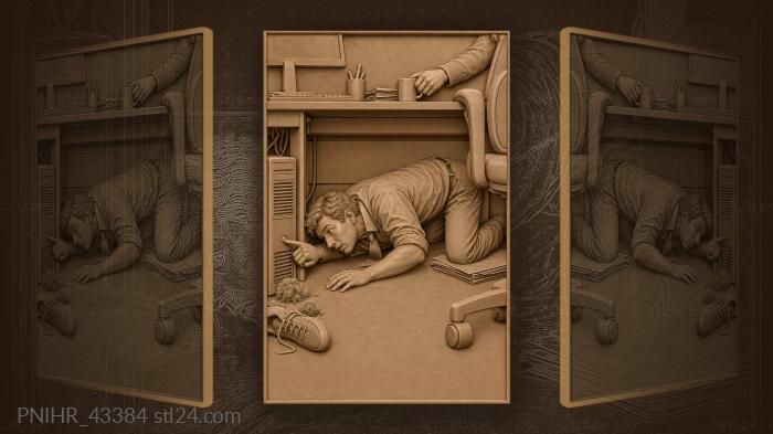 Coffee interrupts an employee rebooting 3d STL model