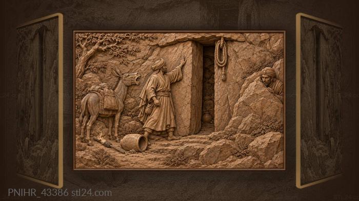 Thief chief peeking from behind boulder 3d STL model