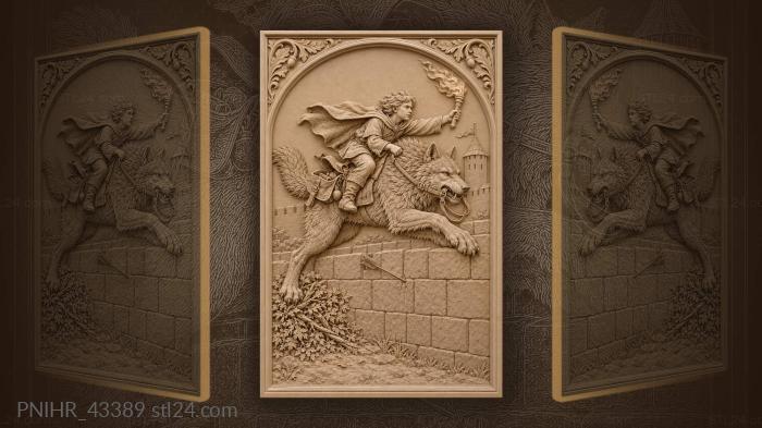 Wolf carries ivan towards distant tower 3d STL model