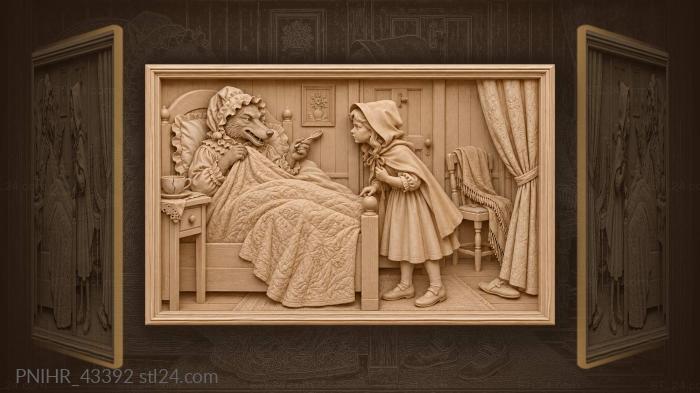 Wolf in grandmothers clothes tricking girl 3d STL model