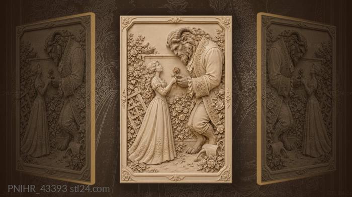 Beauty offers rose to the beast 3d STL model