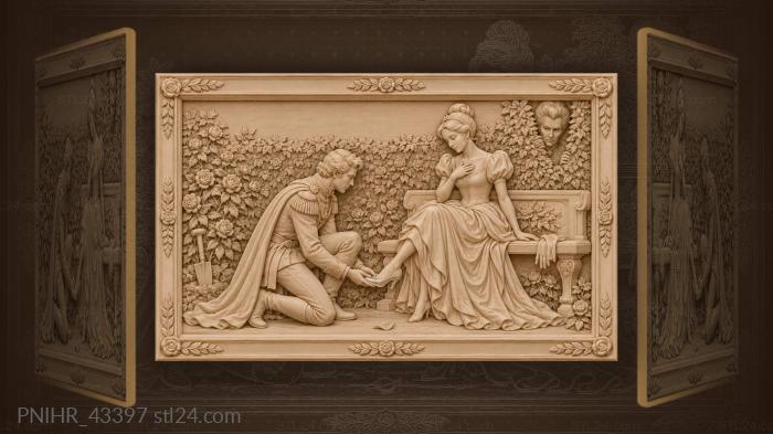 Prince kneeling by the garden bench 3d STL model