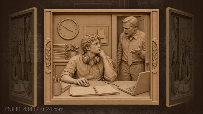 Office moment frustrated employee discussion 3d STL model