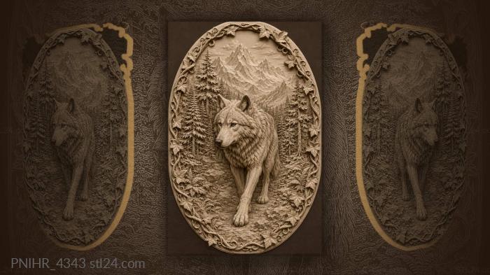 Wolf stepping out of the pines 3d STL model