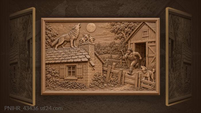Wolf at the pigs house 3d STL model