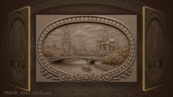 Moscow kremlin river autumn cityscape 3d STL model