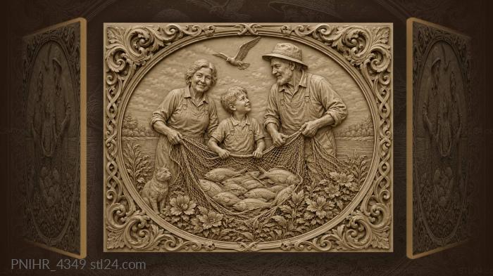 Family fishing day happy haul 3d STL model