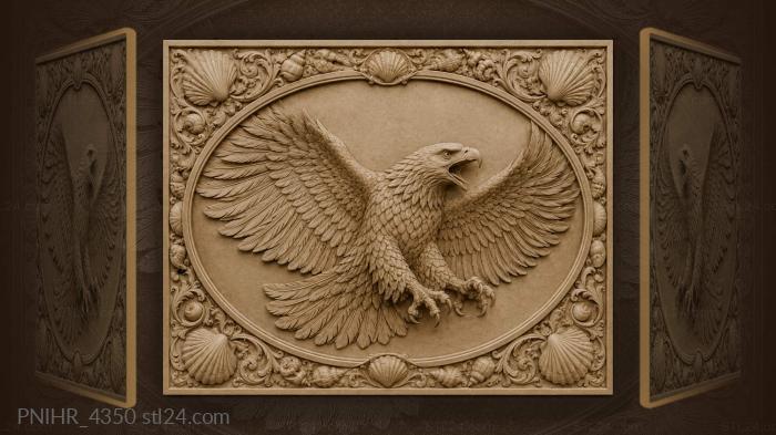 Sea eagle calling above a band of shells 3d STL model