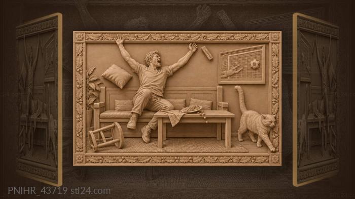 Football goal celebration joyful chaos 3d STL model