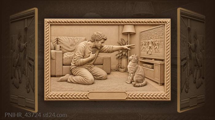 Football fan teaches cat perfect pass 3d STL model