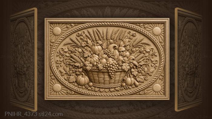 Basket in a wreath of wheat stalks 3d STL model