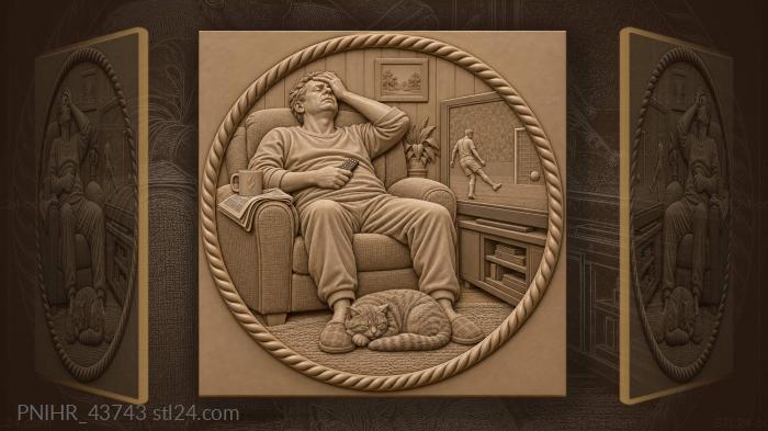 Weary fan with cat and tea 3d STL model