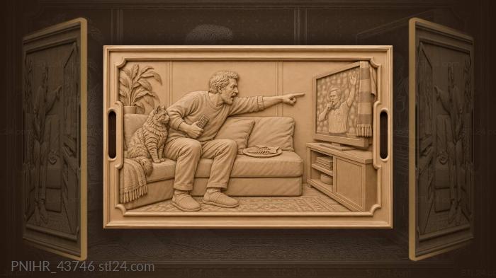 Armchair critic points at the whistling referee 3d STL model