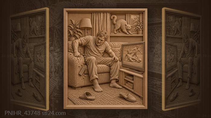 Angry man hitting sofa cushion 3d STL model