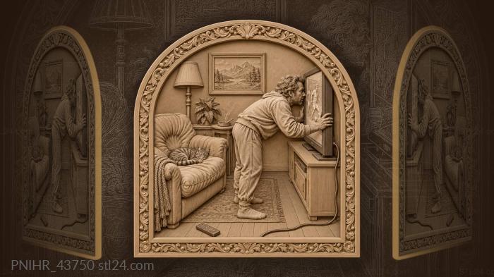 Man glued to the replay 3d STL model