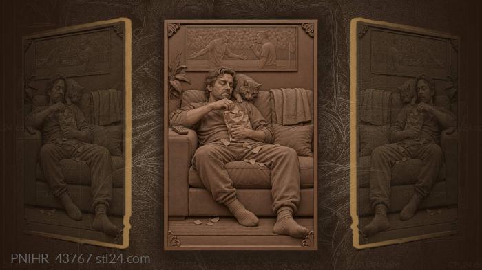 Football fan shares chips with cat 3d STL model