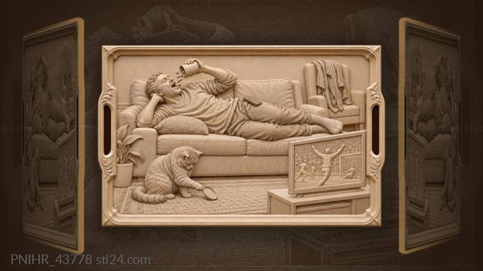 Lazy day with cat and nuts 3d STL model
