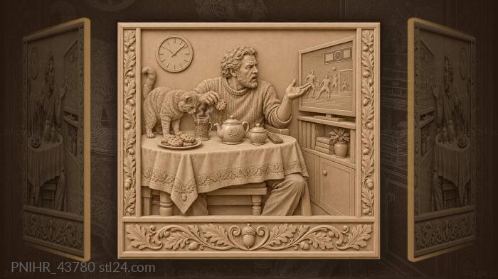 Tea time argument with cat 3d STL model