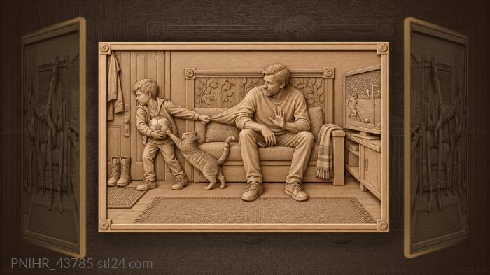 Family moment before football match 3d STL model