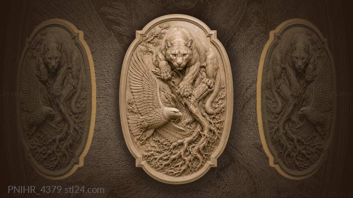 Cougar and soaring eagle wildlife 3d STL model