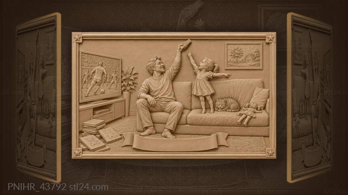 Family fun television remote daughter cat 3d STL model