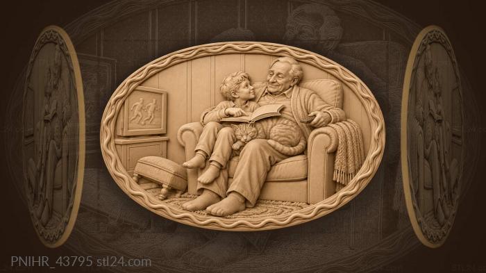 Grandson brings grandfather a book during match 3d STL model