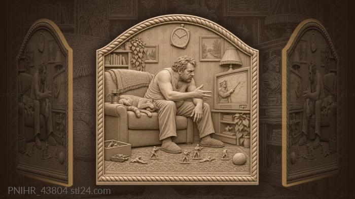 Armchair general and sleepy cat 3d STL model