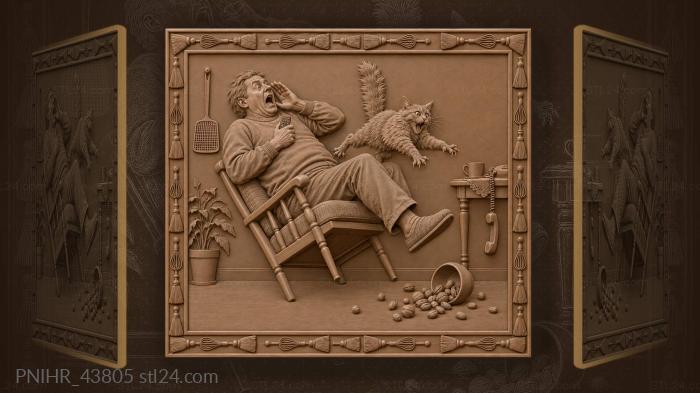 Hilarious outburst startled cat and chaos 3d STL model