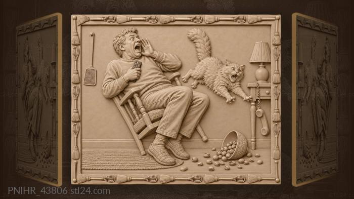 He shouts and the cat bolts 3d STL model