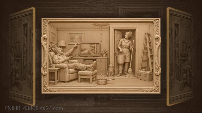 Remote wielding husband orders bucket duty 3d STL model