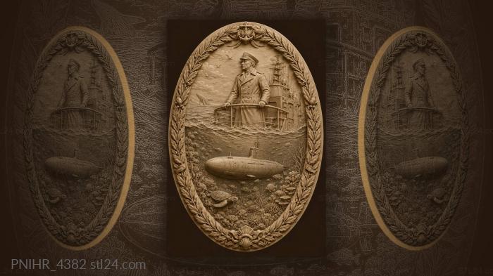 Submarine among coral beneath the deck 3d STL model