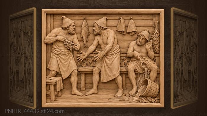 Bathers argue while measuring fish with a broom 3d STL model